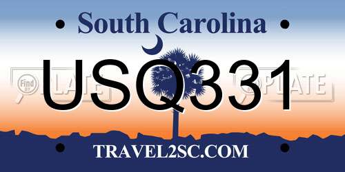 USQ331 South Carolina License Plate