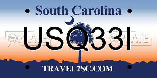 USQ33I South Carolina License Plate