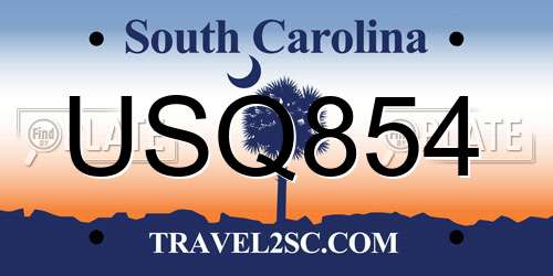 USQ854 South Carolina License Plate