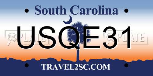 USQE31 South Carolina License Plate