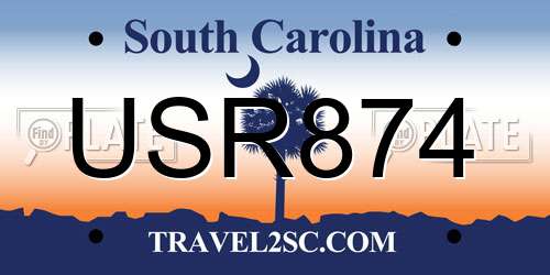USR874 South Carolina License Plate