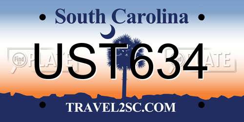 UST634 South Carolina License Plate
