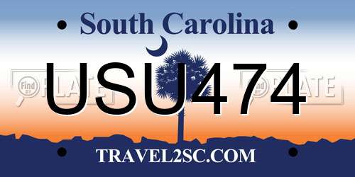 USU474 South Carolina License Plate