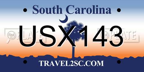 USX143 South Carolina License Plate