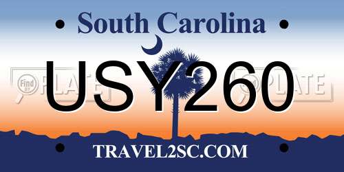 USY260 South Carolina License Plate