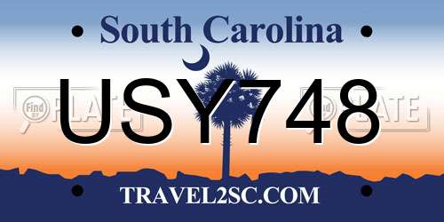 USY748 South Carolina License Plate