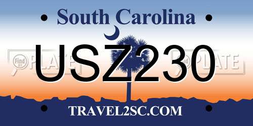 USZ230 South Carolina License Plate