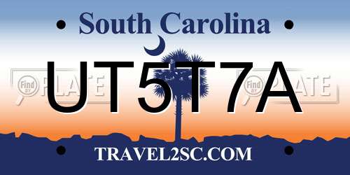 UT5T7A South Carolina License Plate