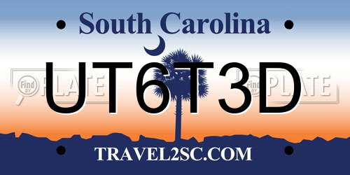 UT6T3D South Carolina License Plate