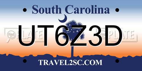 UT6Z3D South Carolina License Plate