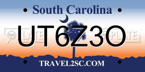 UT6Z3O South Carolina License Plate
