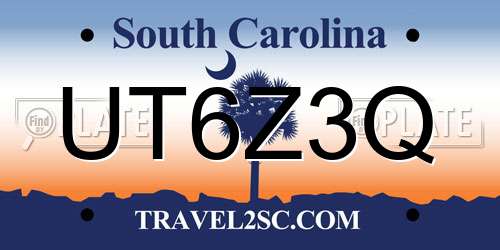 UT6Z3Q South Carolina License Plate