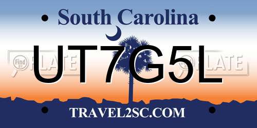 UT7G5L South Carolina License Plate