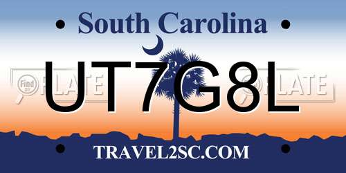 UT7G8L South Carolina License Plate