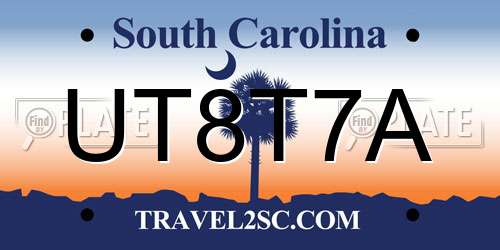 UT8T7A South Carolina License Plate