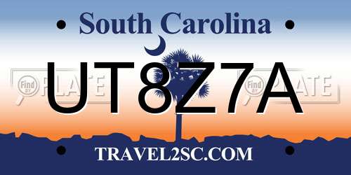UT8Z7A South Carolina License Plate