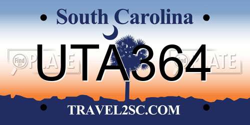 UTA364 South Carolina License Plate