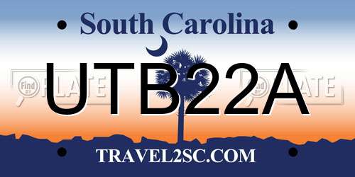 UTB22A South Carolina License Plate