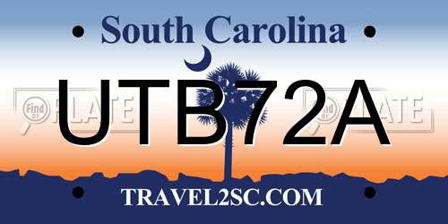 UTB72A South Carolina License Plate