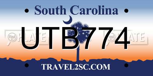 UTB774 South Carolina License Plate