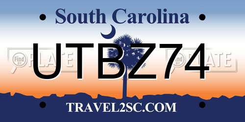 UTBZ74 South Carolina License Plate