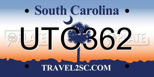 UTC362 South Carolina License Plate