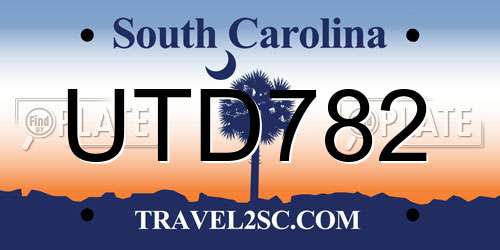 UTD782 South Carolina License Plate