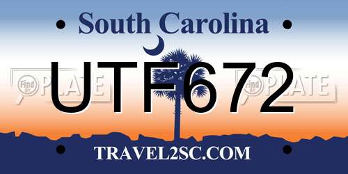 UTF672 South Carolina License Plate