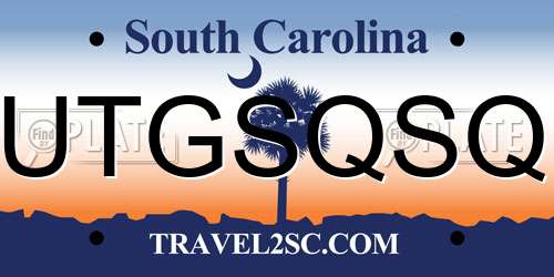 UTGSQSQ South Carolina License Plate