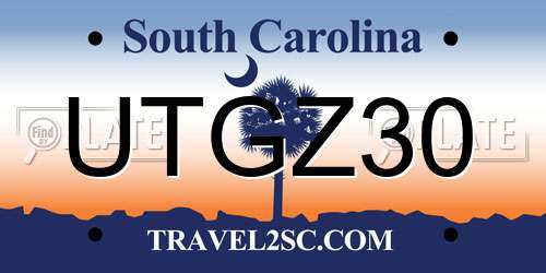 UTGZ30 South Carolina License Plate