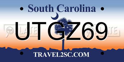 UTGZ69 South Carolina License Plate