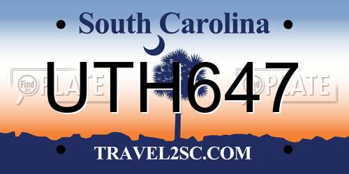 UTH647 South Carolina License Plate