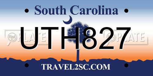 UTH827 South Carolina License Plate
