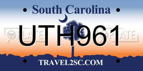 UTH961 South Carolina License Plate