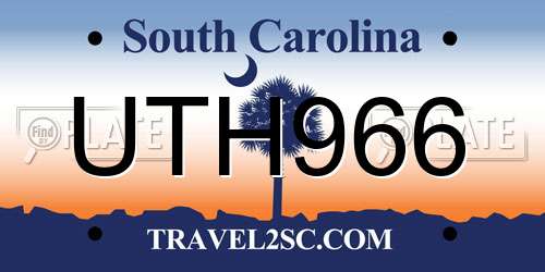 UTH966 South Carolina License Plate