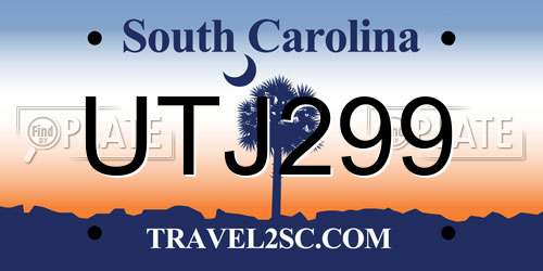 UTJ299 South Carolina License Plate