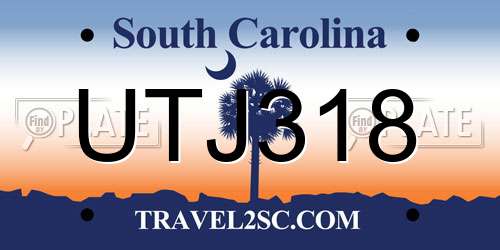 UTJ318 South Carolina License Plate