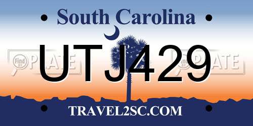 UTJ429 South Carolina License Plate
