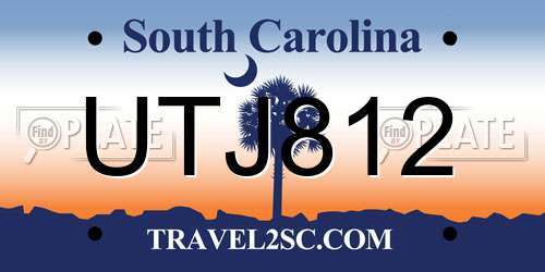 UTJ812 South Carolina License Plate