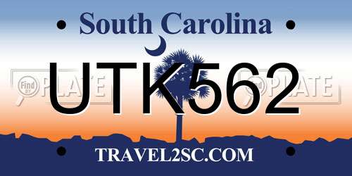UTK562 South Carolina License Plate