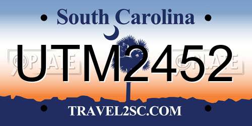 UTM2452 South Carolina License Plate