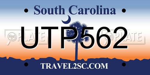 UTP562 South Carolina License Plate