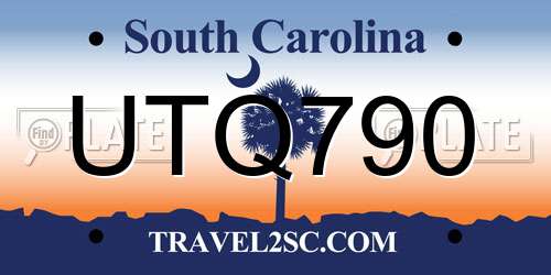 UTQ790 South Carolina License Plate