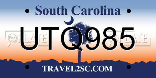 UTQ985 South Carolina License Plate