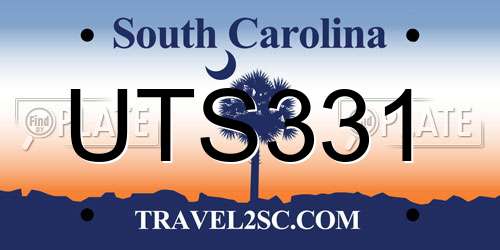 UTS331 South Carolina License Plate