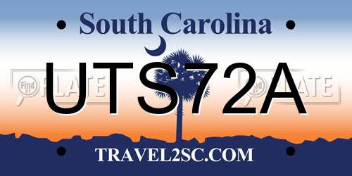 UTS72A South Carolina License Plate
