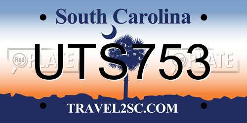 UTS753 South Carolina License Plate