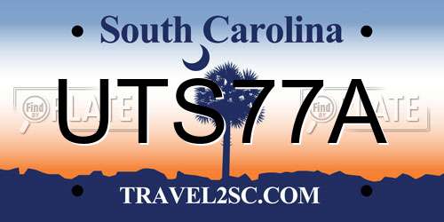 UTS77A South Carolina License Plate