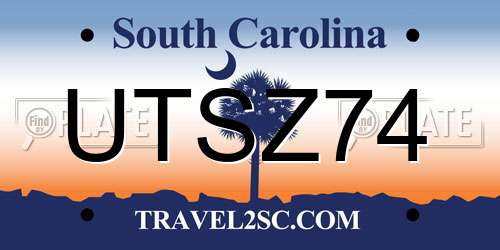 UTSZ74 South Carolina License Plate
