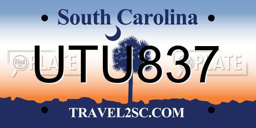 UTU837 South Carolina License Plate
